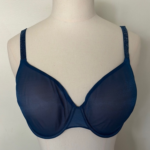 Victoria’s Secret Lined Perfect Coverage Bra Shimmer Blue Convertible Straps - Picture 1 of 11
